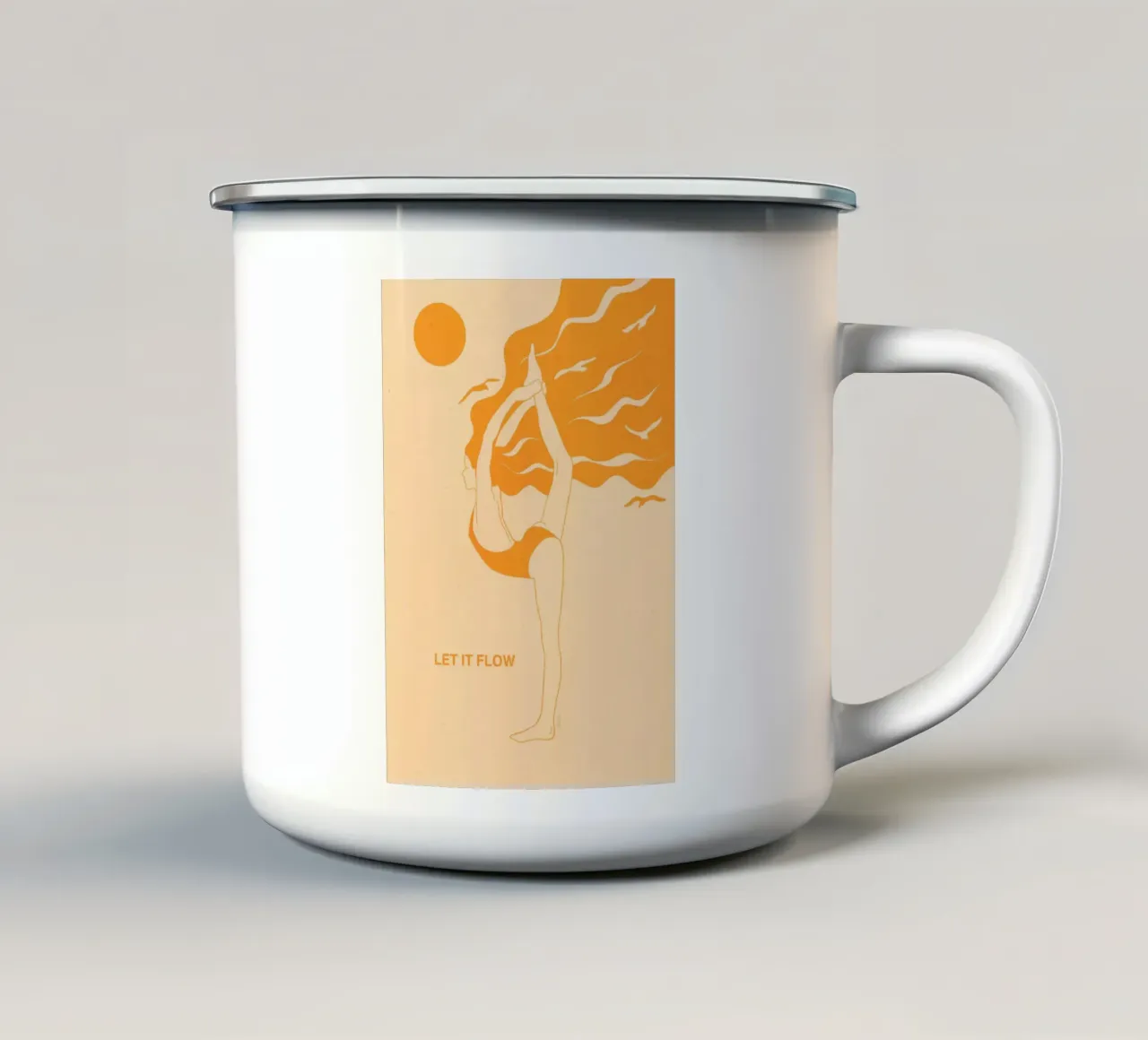 Let It Flow - Yoga minimalista in stile retrò Bujaboom tazza in smalto da bujaboom