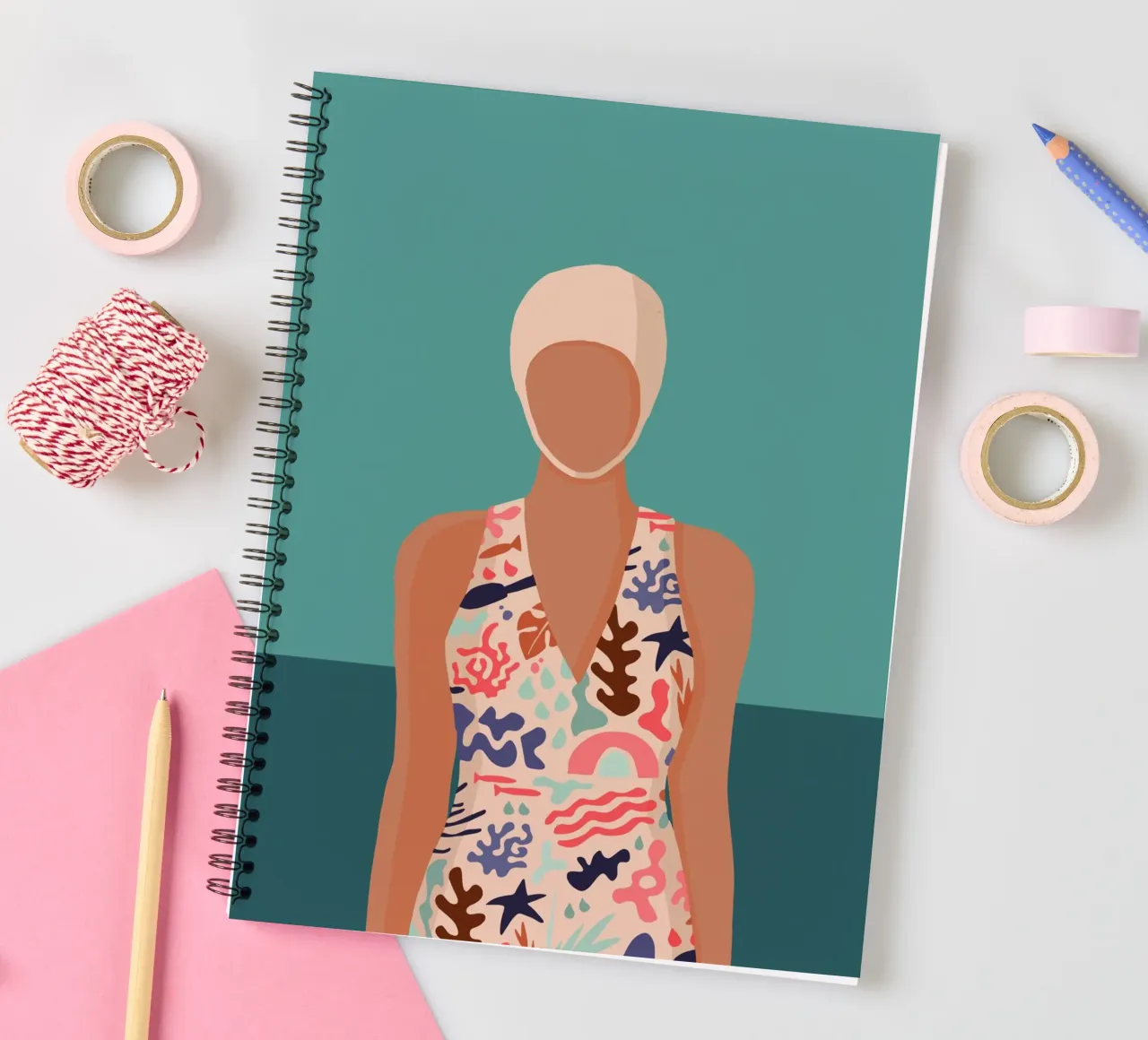 Modern retro ontwerp met Bujaboom vlotter notitieboek met spiraal van bujaboom