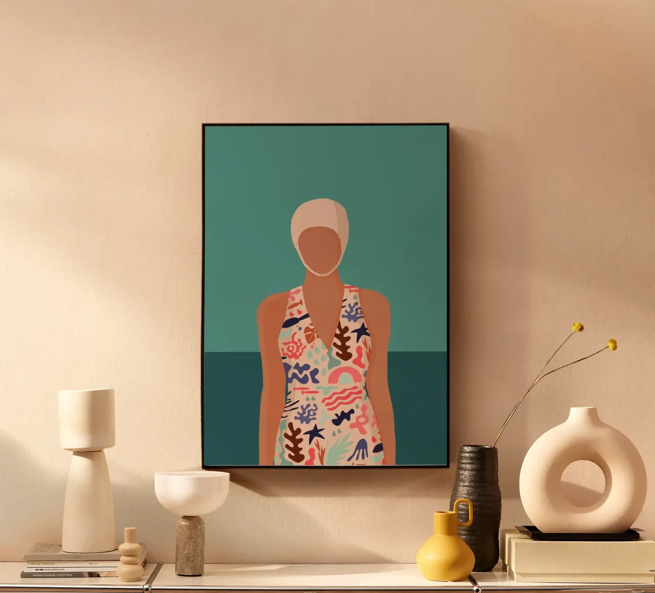 Modernes Retro Design mit Schwimmerin Bujaboom Alu-Dibond von bujaboom