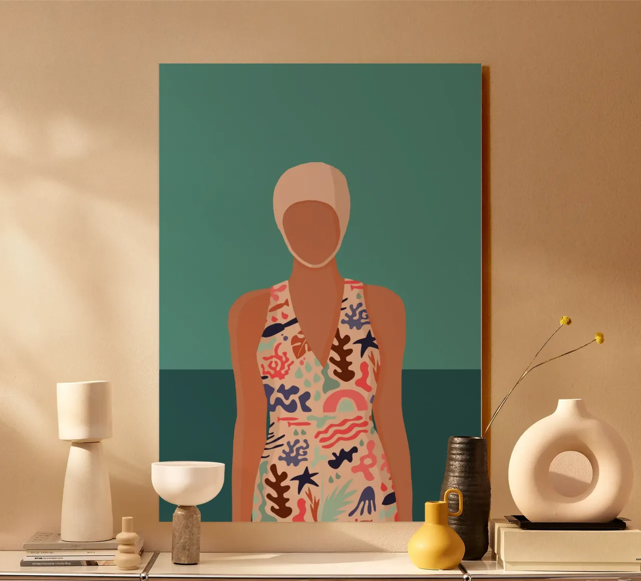 Modernes Retro Design mit Schwimmerin Bujaboom Alu-Dibond von bujaboom