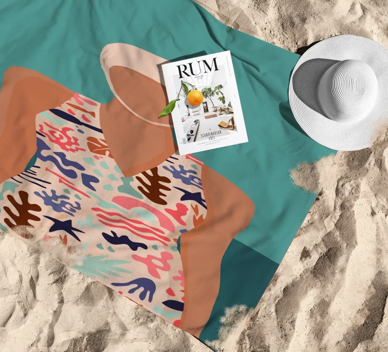 Modern retro design with Bujaboom float beach towel by bujaboom