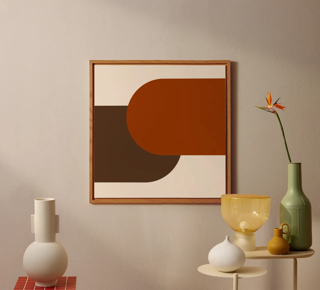 Burnt orange brown colorblocks alluminio dibond da TijanaArtStudio88