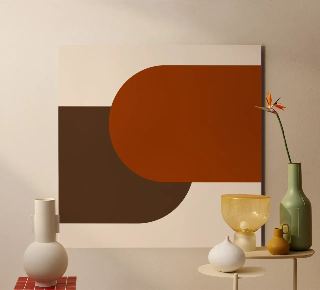 Burnt orange brown colorblocks alluminio dibond da TijanaArtStudio88