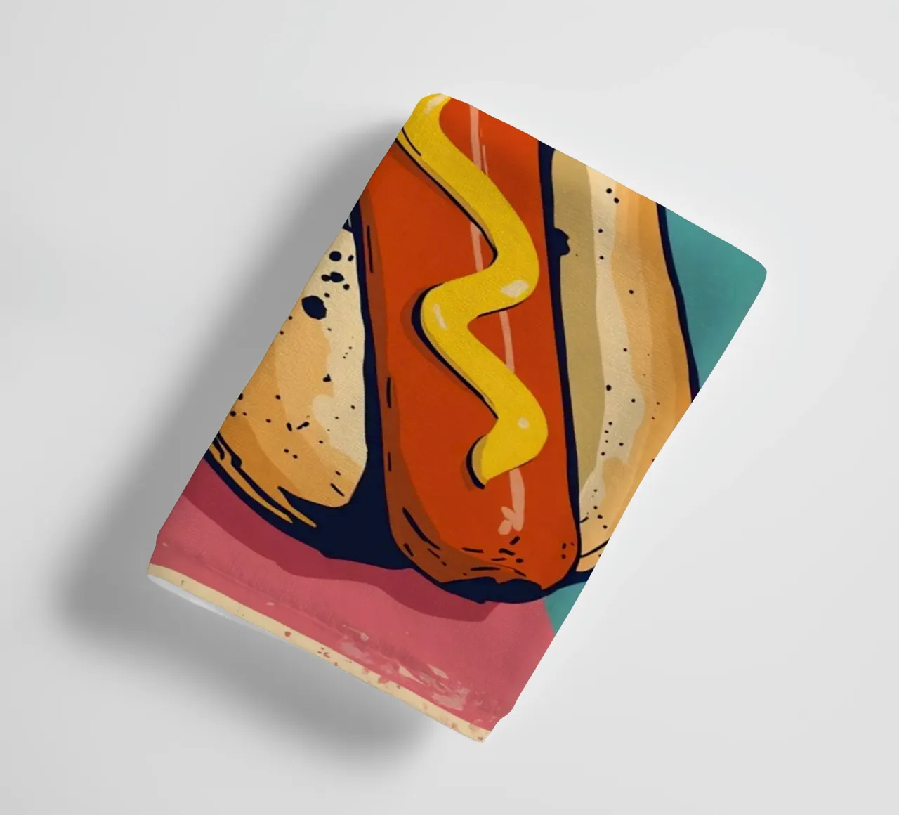 Hot Dog with Mustard on Color-Blocked Background towel by DesignDoodle