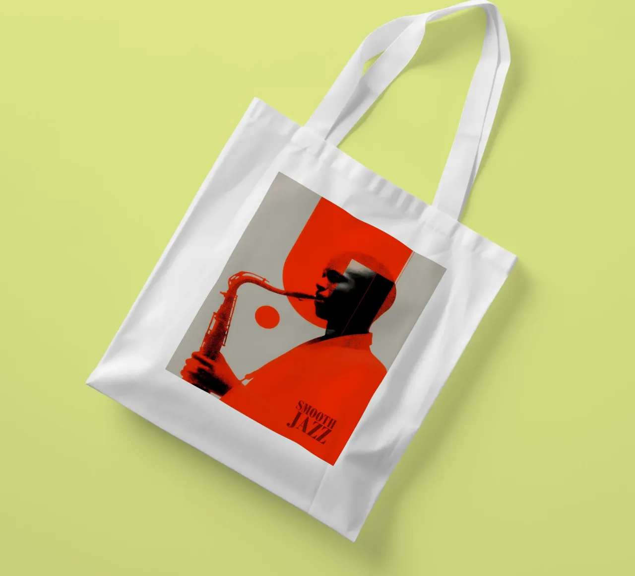 Smooth Jazz in Retro-Rot | Vintage Plattencover borsa in juta da Autofocus
