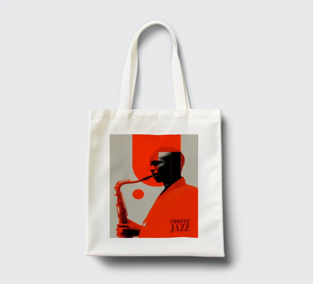 Smooth Jazz in Retro-Rot | Vintage Plattencover borsa in juta da Autofocus