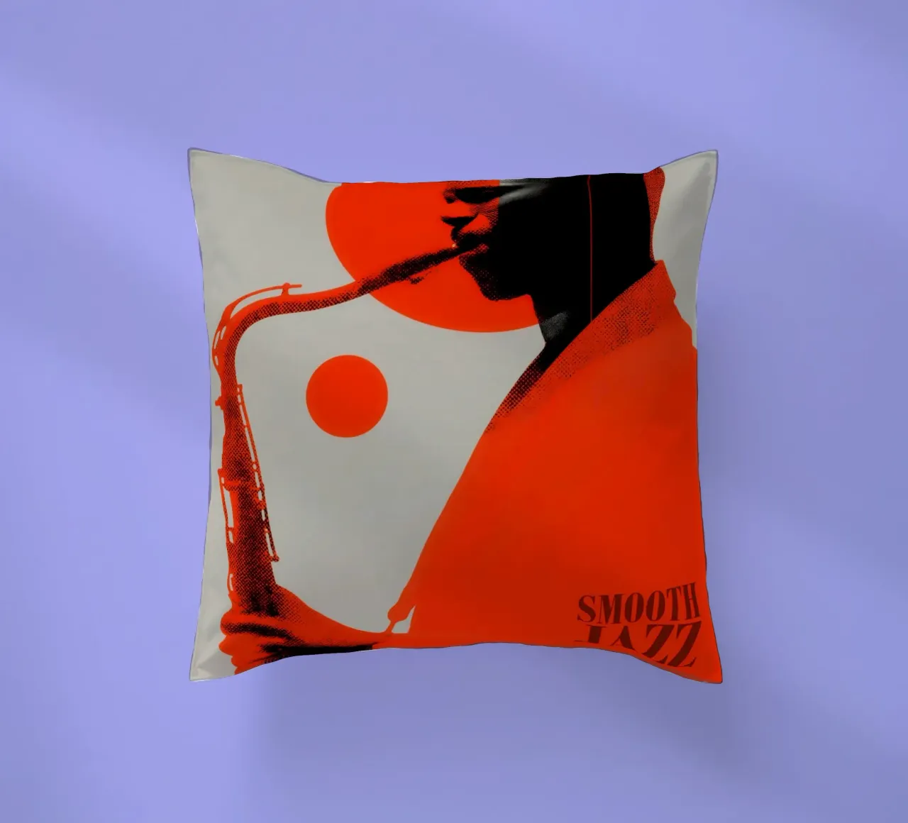 Smooth Jazz in Retro-Rot | Vintage Plattencover cuscino da Autofocus