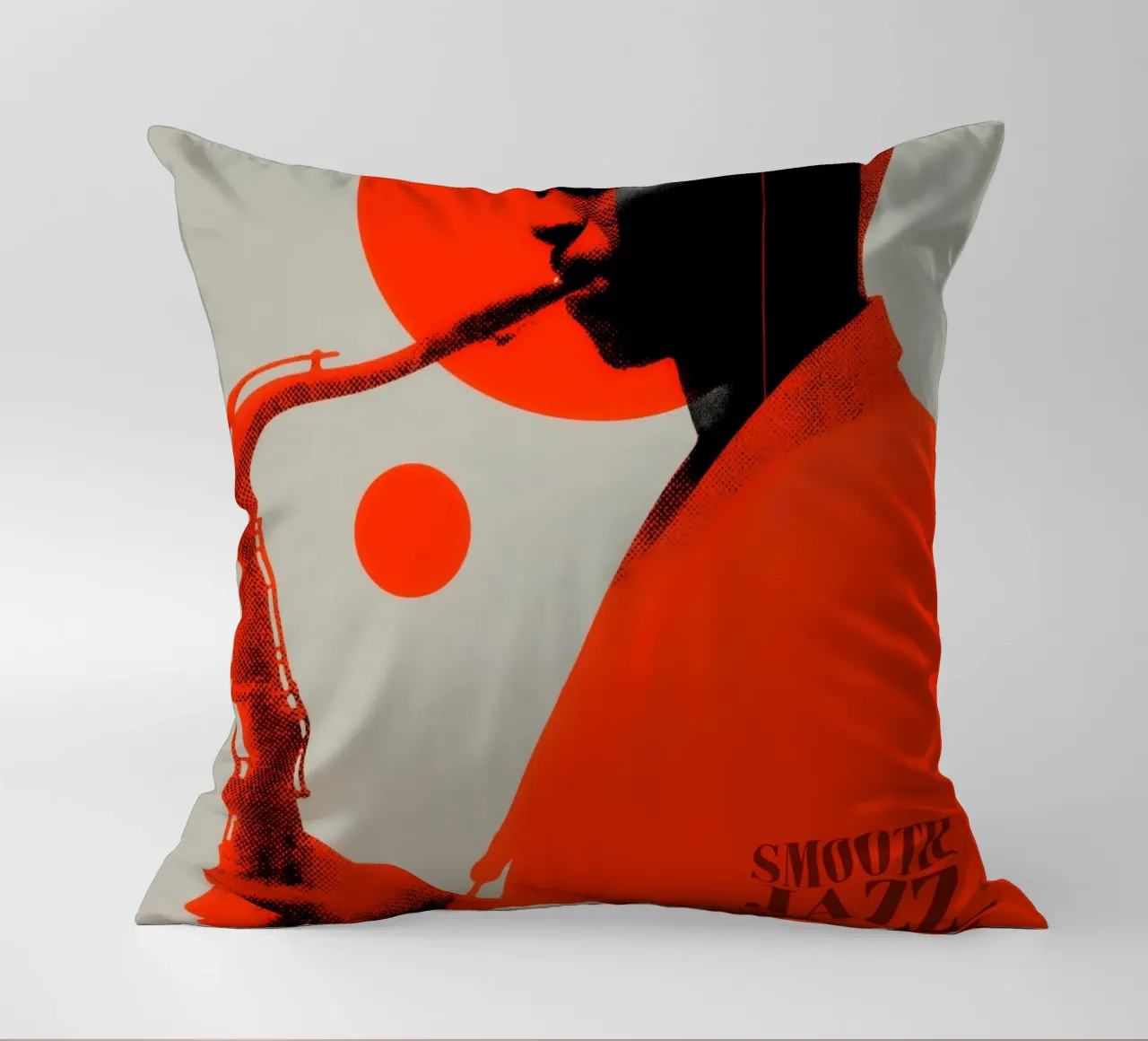 Smooth Jazz in Retro-Rot | Vintage Plattencover cuscino da Autofocus