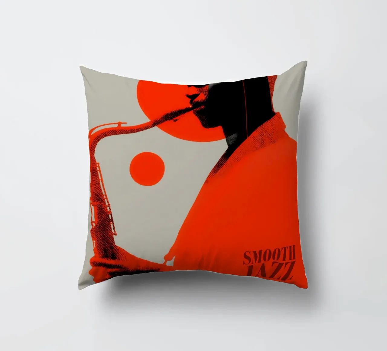 Smooth Jazz in Retro-Rot | Vintage Plattencover cuscino da Autofocus