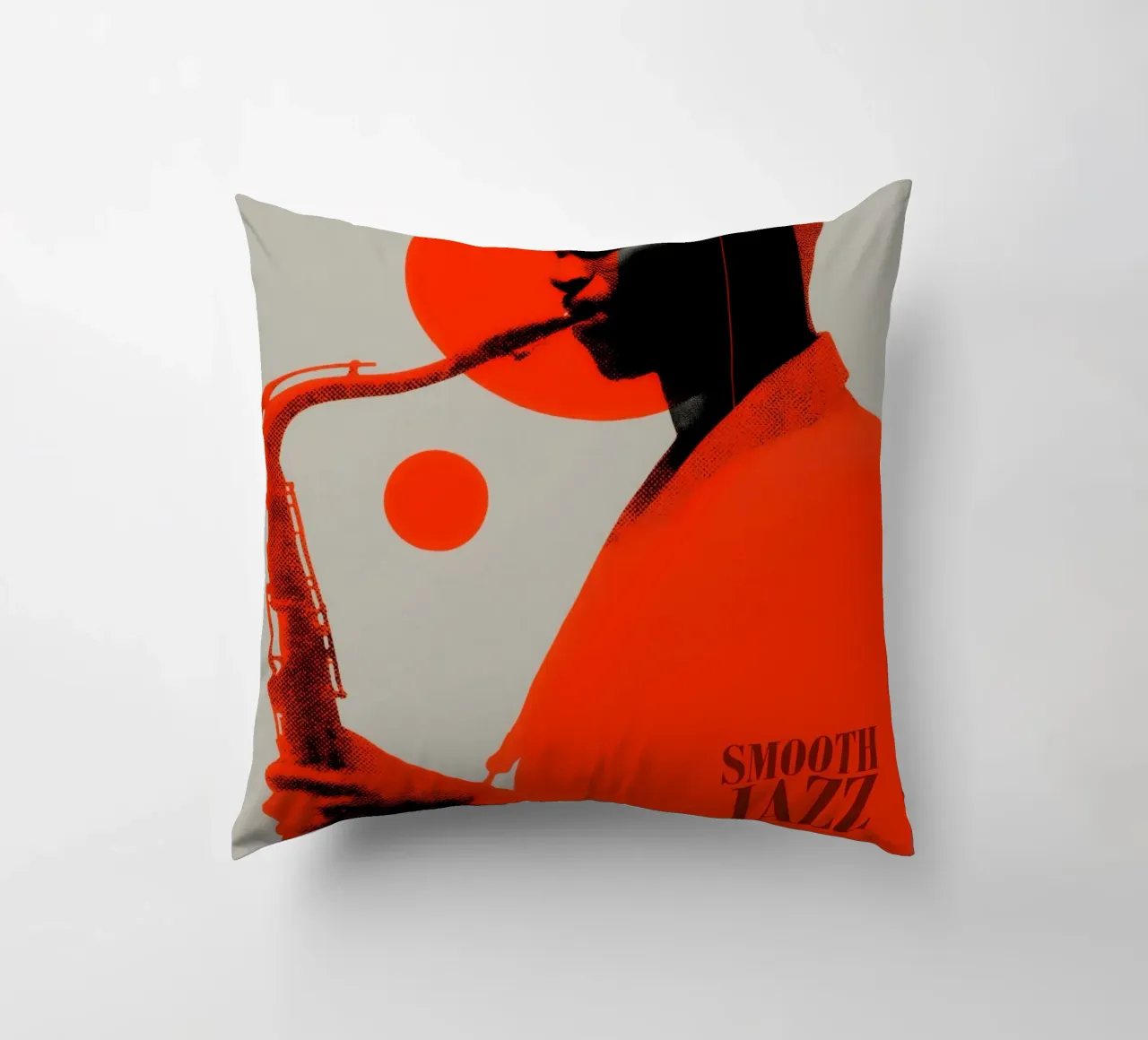 Smooth Jazz in Retro-Rot | Vintage Plattencover cuscino da Autofocus