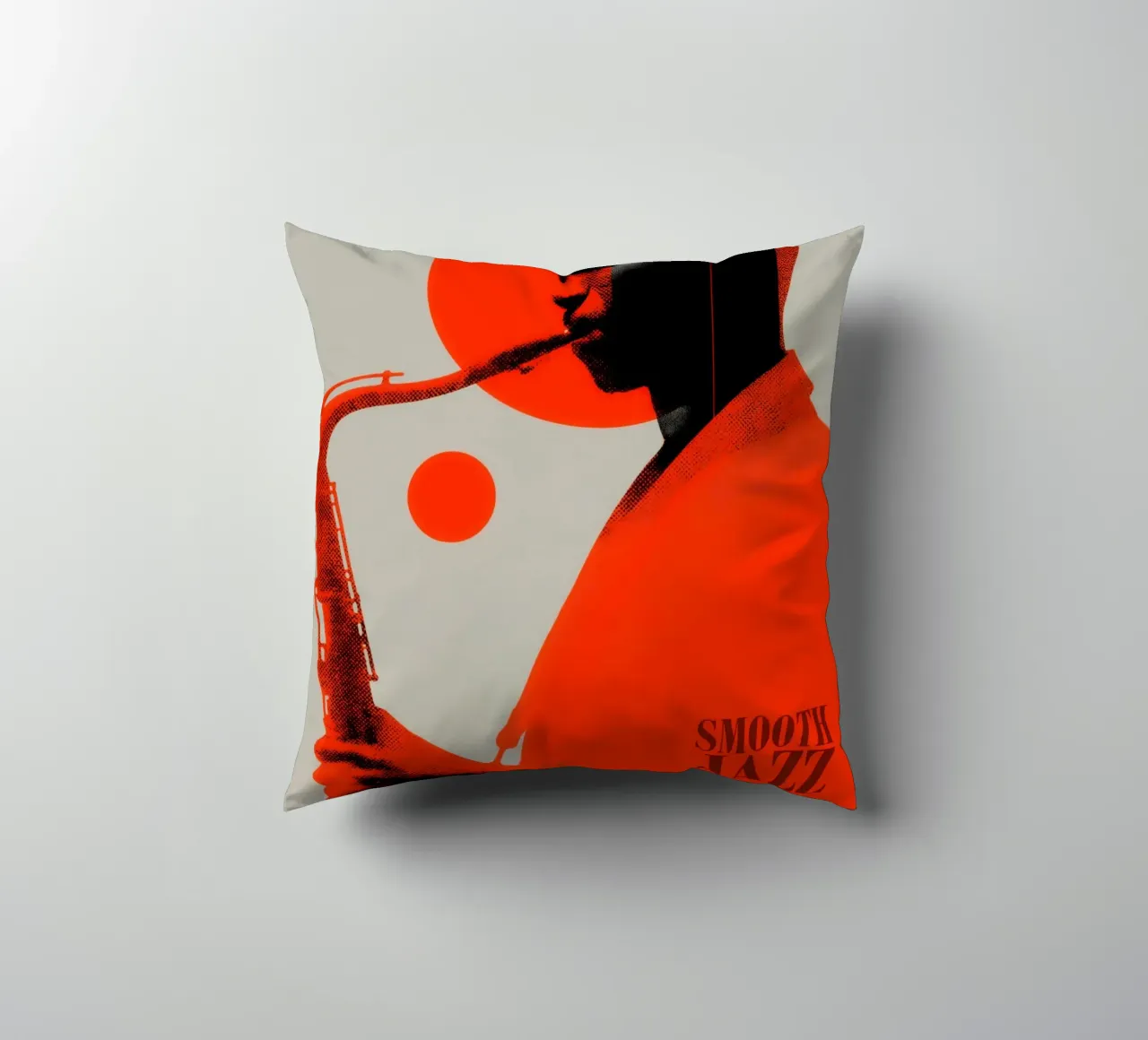 Smooth Jazz in Retro-Rot | Vintage Plattencover cuscino da Autofocus