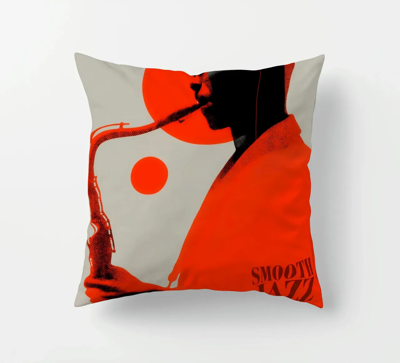 Smooth Jazz in Retro-Rot | Vintage Plattencover cuscino da Autofocus