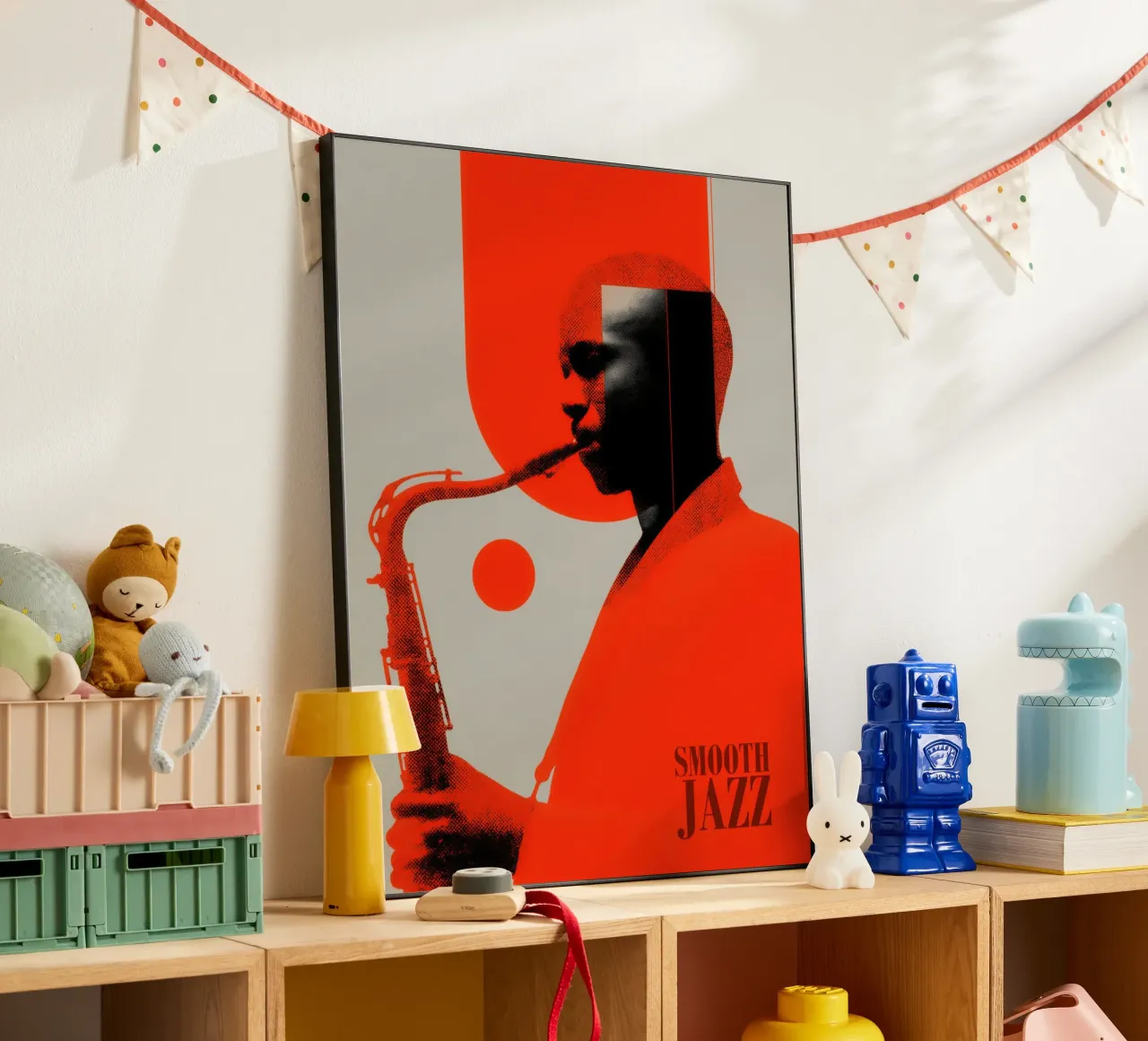 Smooth Jazz in Retro-Rot | Vintage Plattencover pannello forex da Autofocus