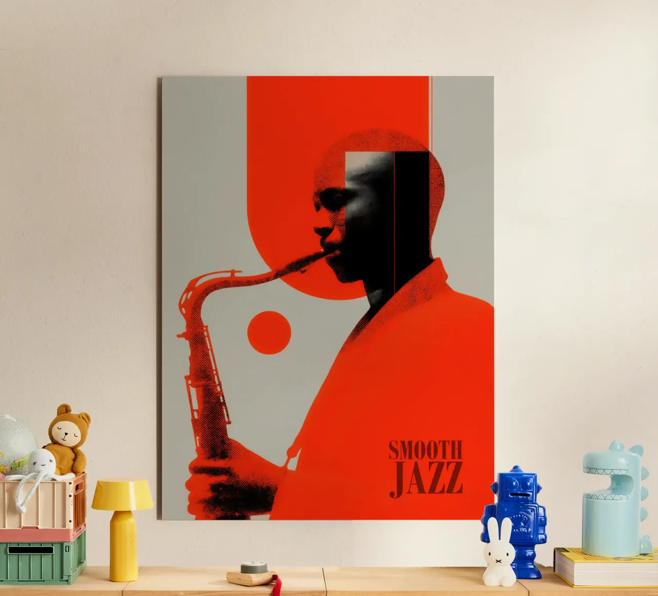 Smooth Jazz in Retro-Rot | Vintage Plattencover pannello forex da Autofocus
