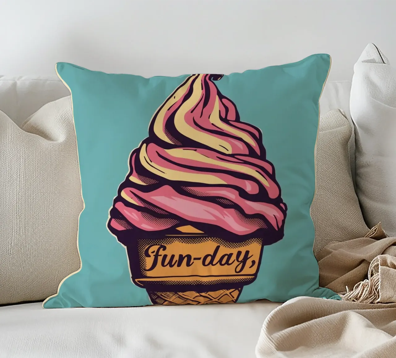 Cono gelato con giornata di divertimento cuscino da DesignDoodle