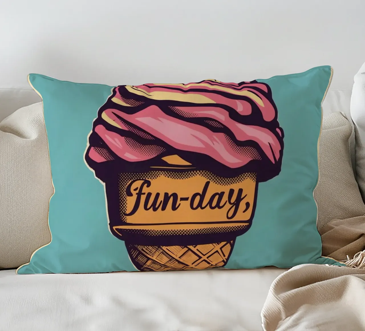 Cono gelato con giornata di divertimento cuscino da DesignDoodle