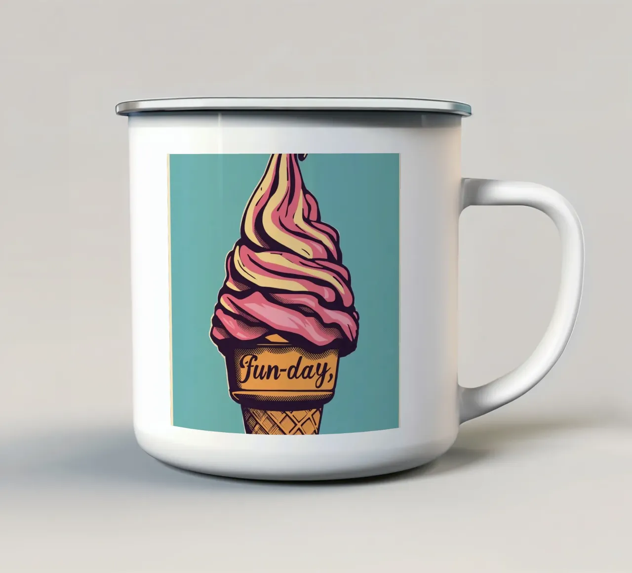 Cono gelato con giornata di divertimento tazza in smalto da DesignDoodle