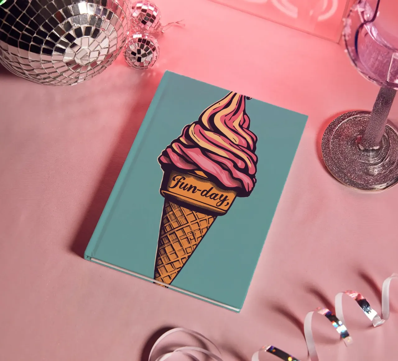 Ice Cream Cone with fun-day notebook by DesignDoodle