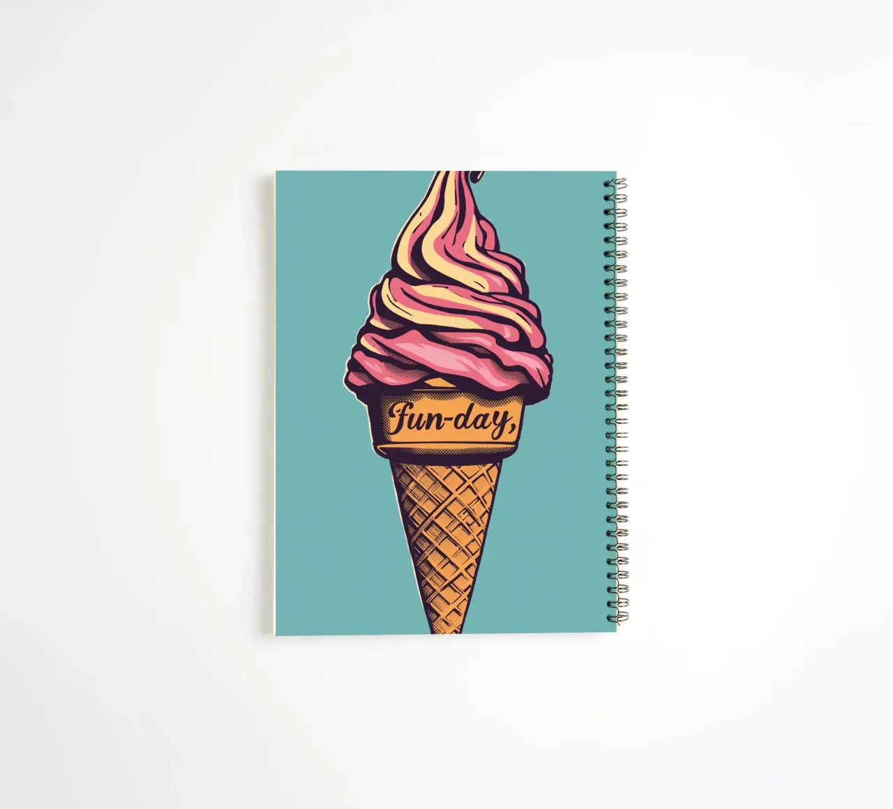 Ice Cream Cone with fun-day spiral notebook by DesignDoodle