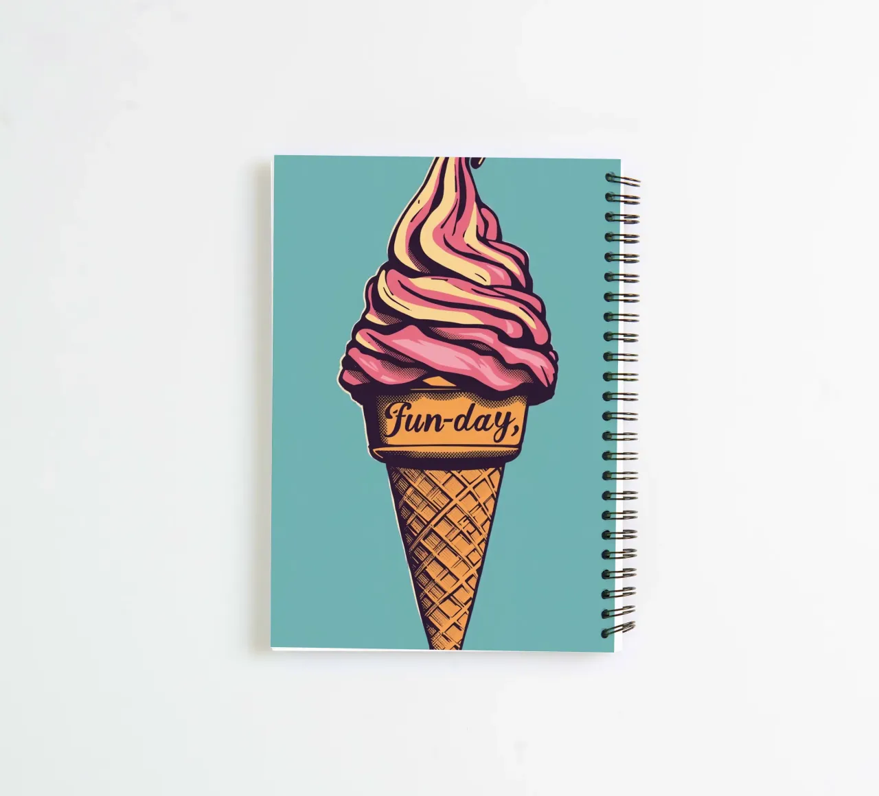 Ice Cream Cone with fun-day spiral notebook by DesignDoodle