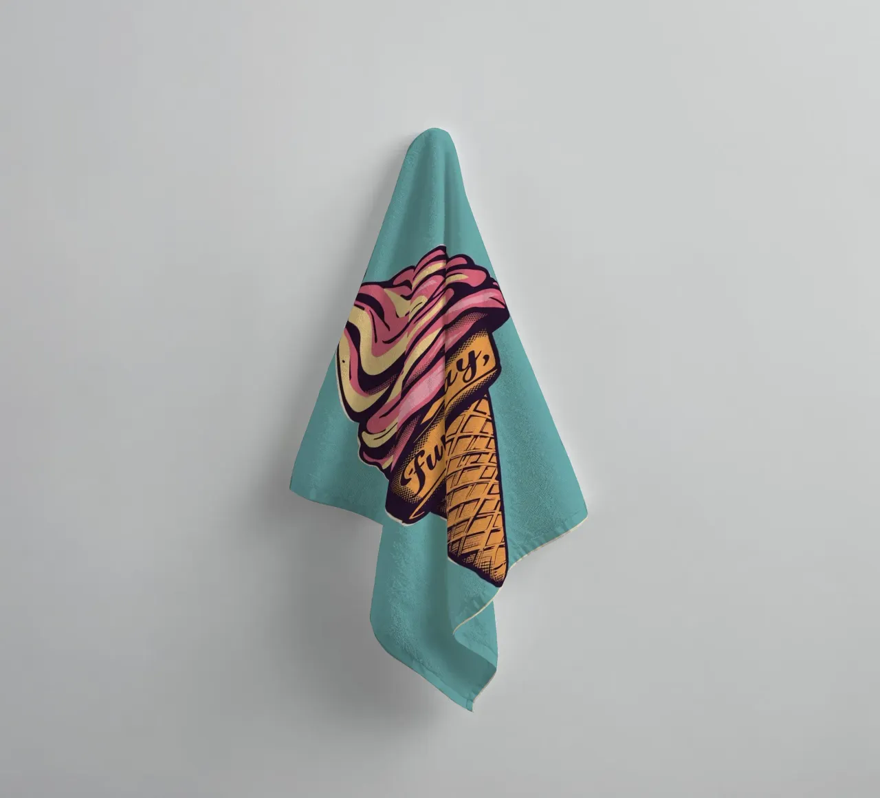 Ice Cream Cone with fun-day towel by DesignDoodle