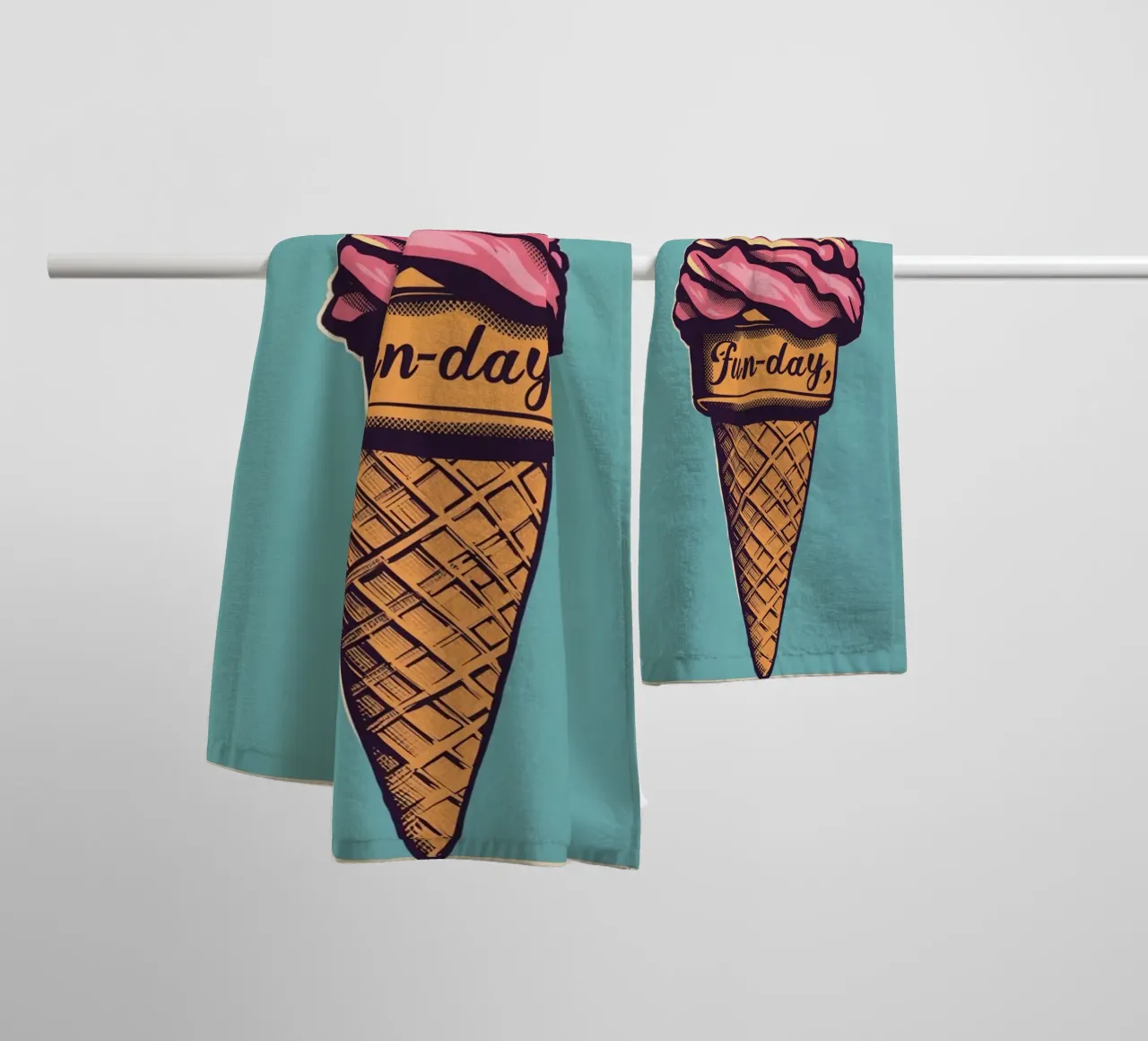 Ice Cream Cone with fun-day towel by DesignDoodle