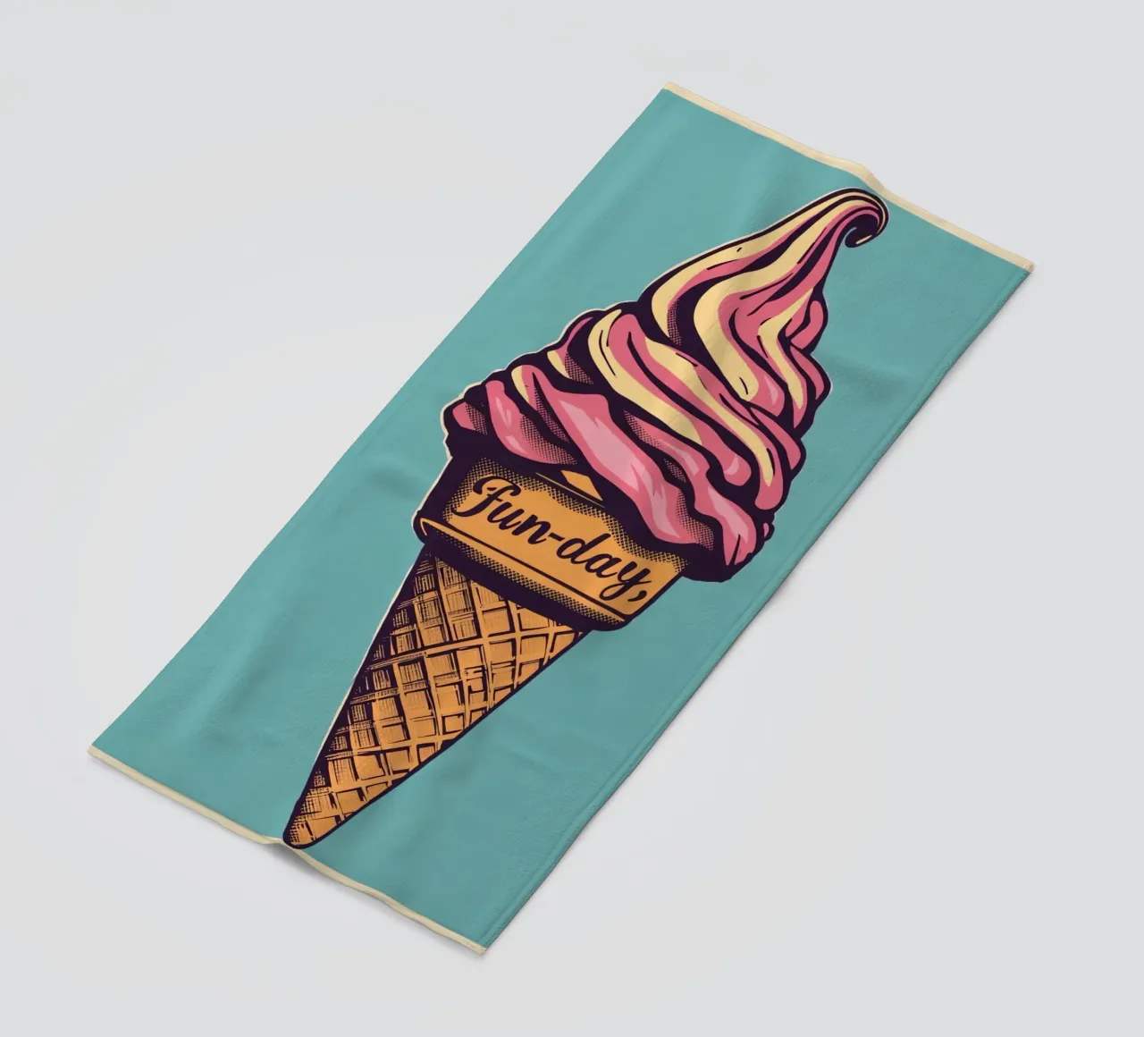 Ice Cream Cone with fun-day beach towel by DesignDoodle