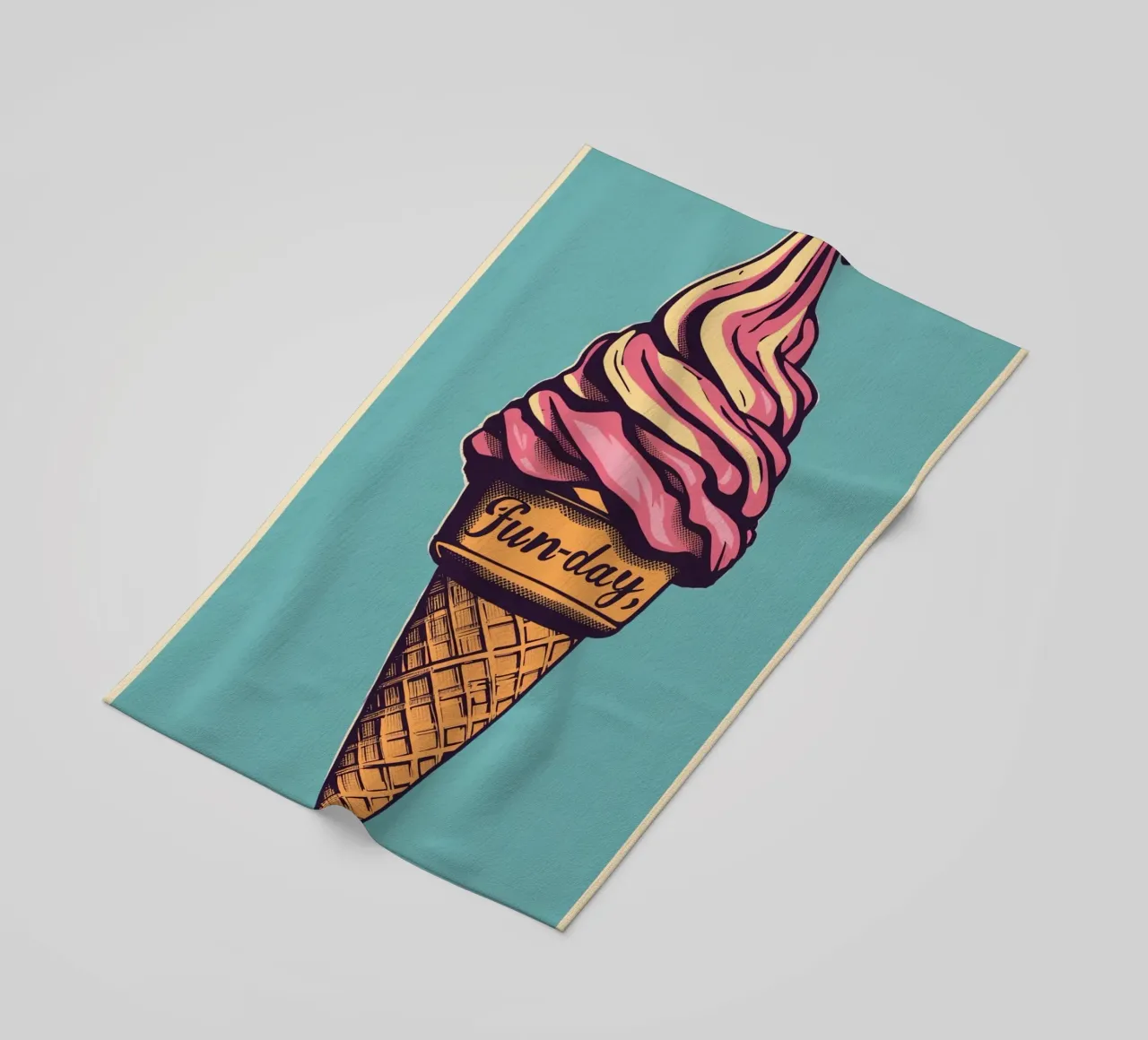 Ice Cream Cone with fun-day beach towel by DesignDoodle