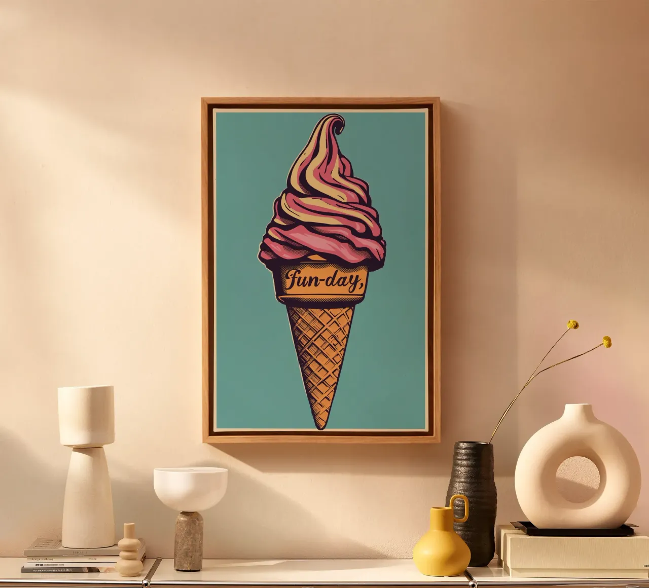 Ice Cream Cone with fun-day canvas by DesignDoodle