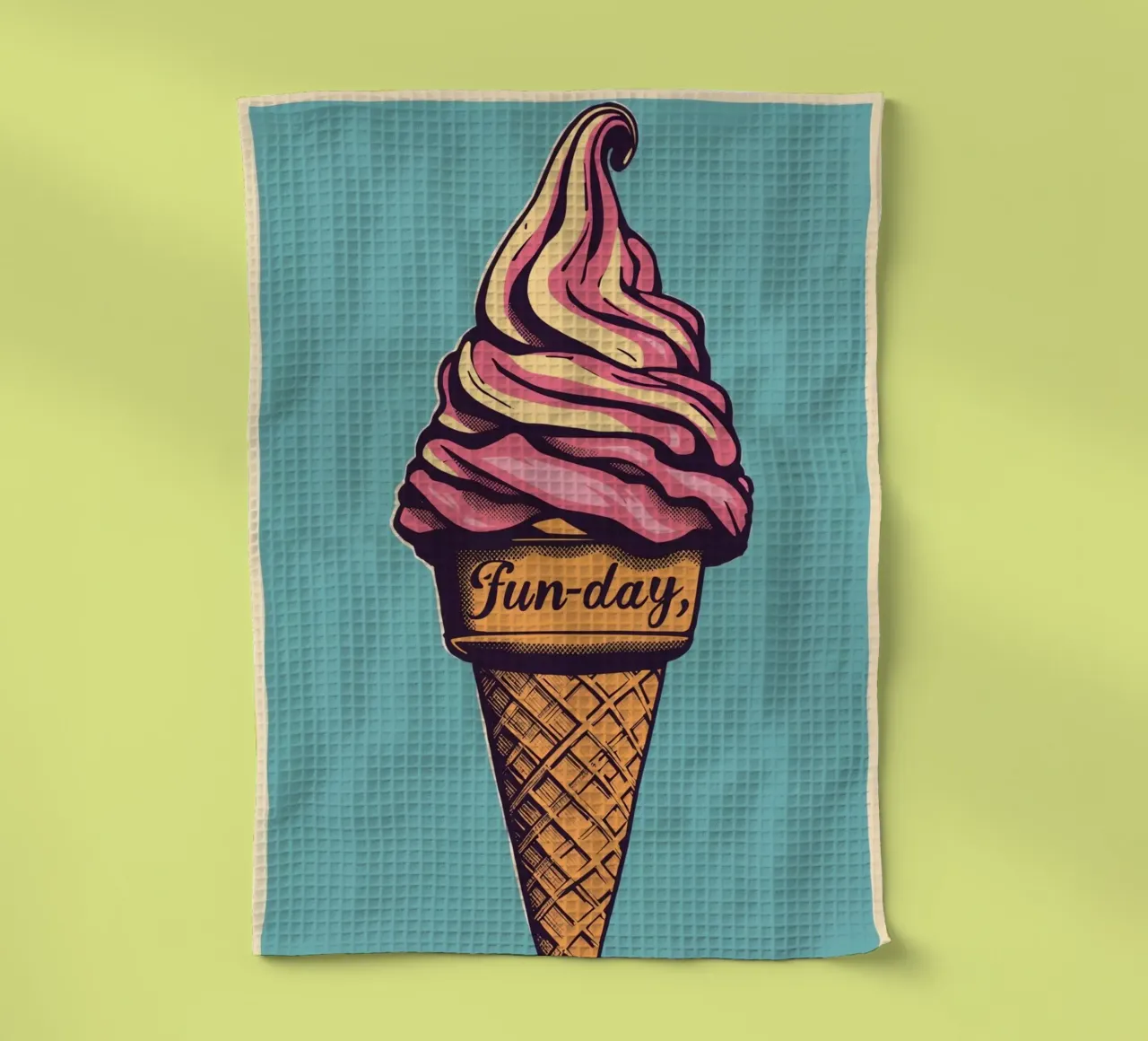 Cône de crème glacée avec journée d'amusement torchon de DesignDoodle