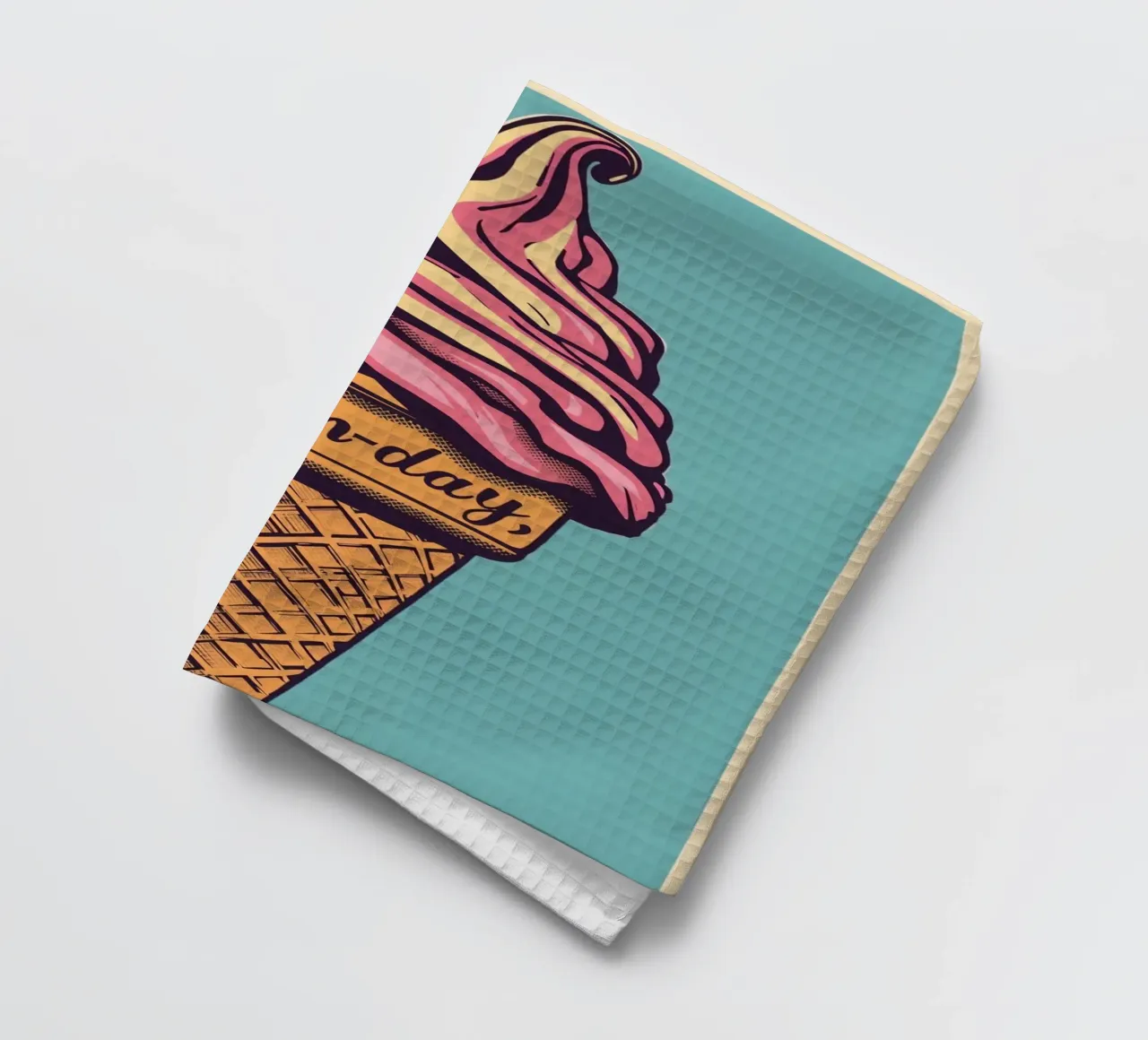 Cône de crème glacée avec journée d'amusement torchon de DesignDoodle