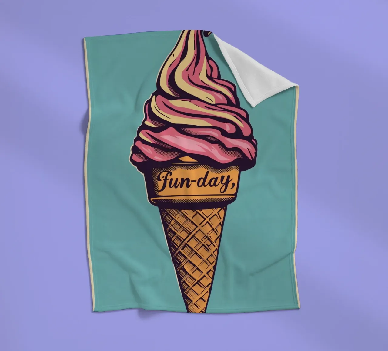 Ice Cream Cone with fun-day fleece blanket by DesignDoodle
