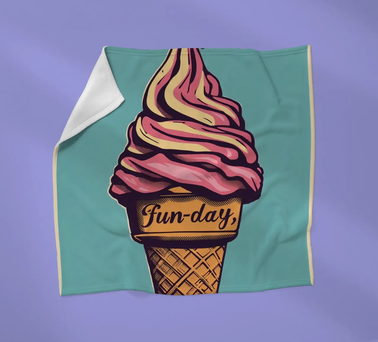 Ice Cream Cone with fun-day fleece blanket by DesignDoodle