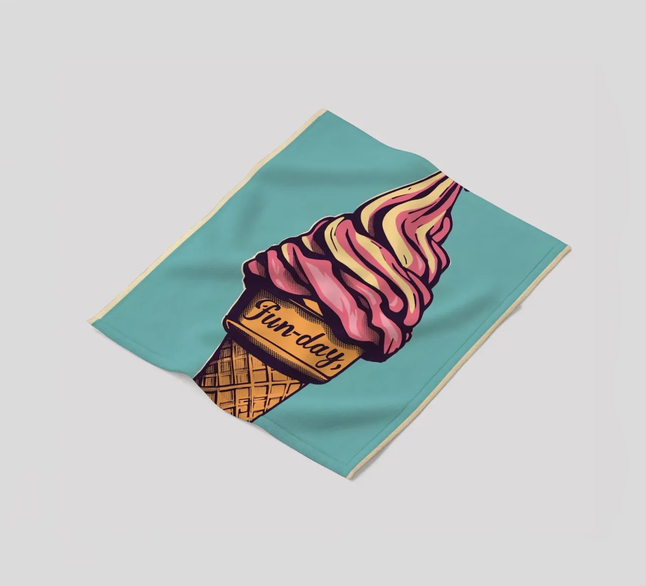 Ice Cream Cone with fun-day fleece blanket by DesignDoodle