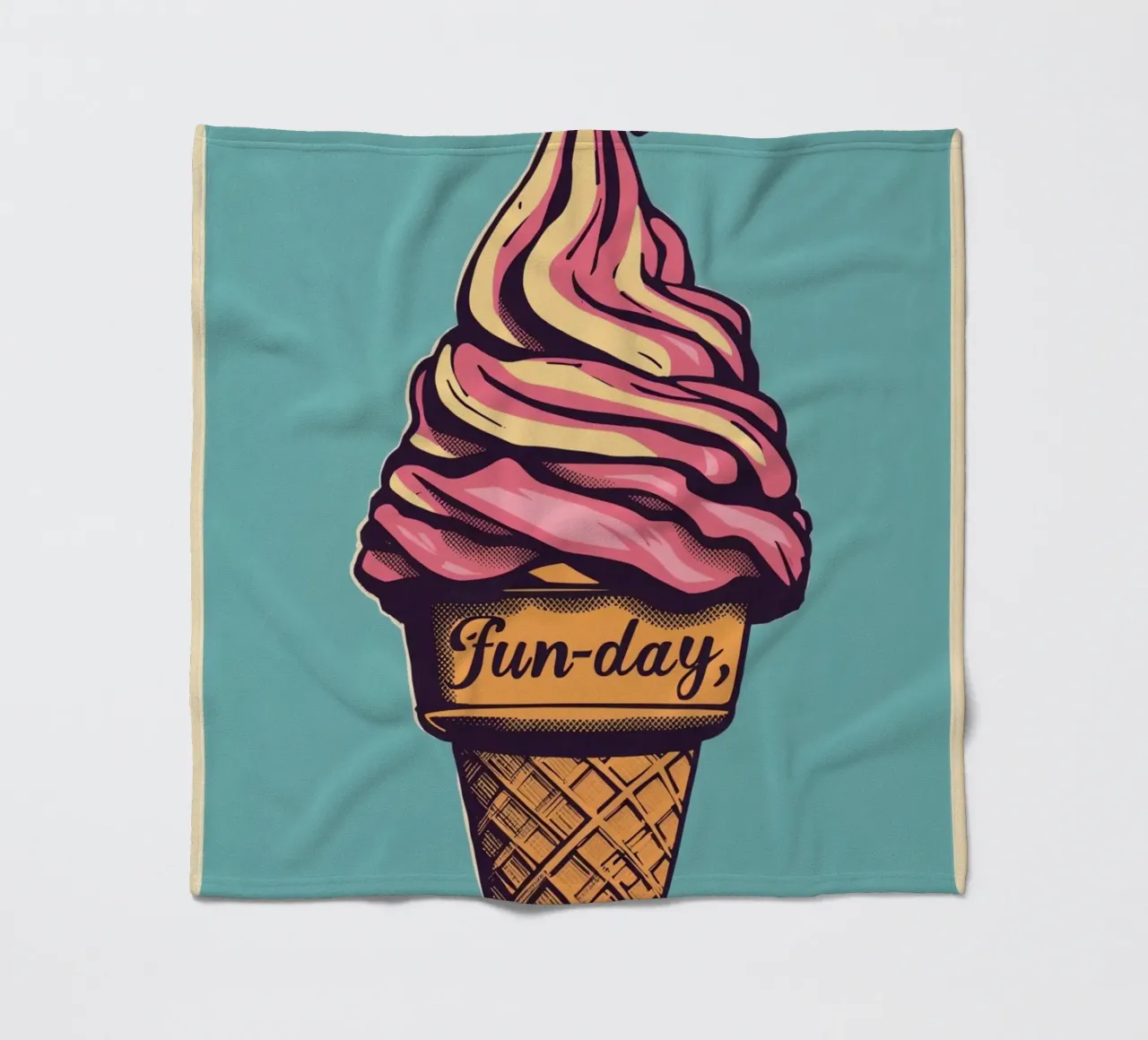 Ice Cream Cone with fun-day fleece blanket by DesignDoodle