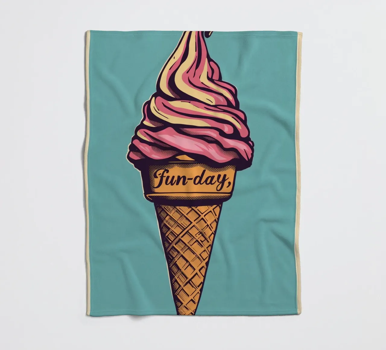Ice Cream Cone with fun-day fleece blanket by DesignDoodle