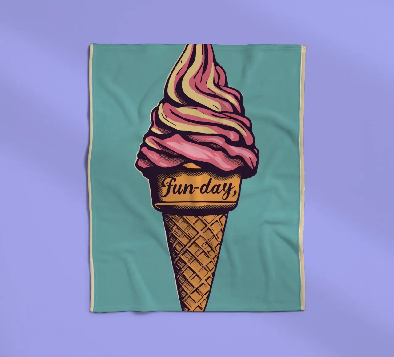Ice Cream Cone with fun-day fleece blanket by DesignDoodle