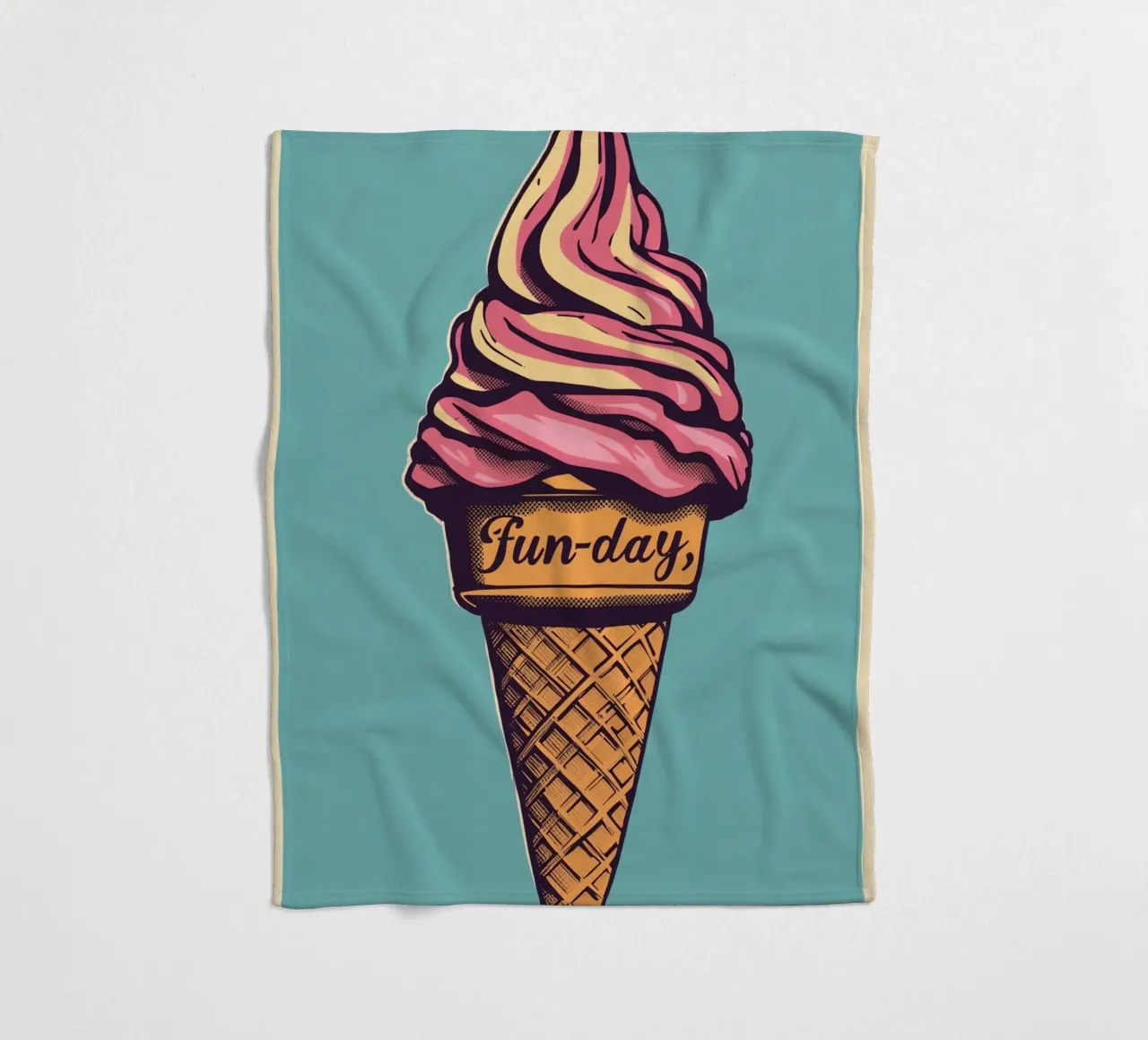 Ice Cream Cone with fun-day fleece blanket by DesignDoodle