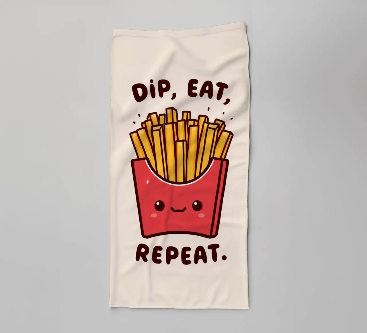 Frietdoos "Dip, Eat, Repeat" (Dip, Eet, Herhaal) badhanddoek van DesignDoodle