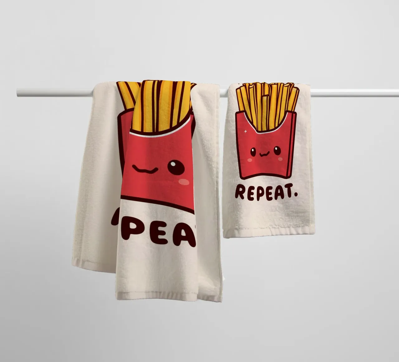 Frietdoos "Dip, Eat, Repeat" (Dip, Eet, Herhaal) badhanddoek van DesignDoodle