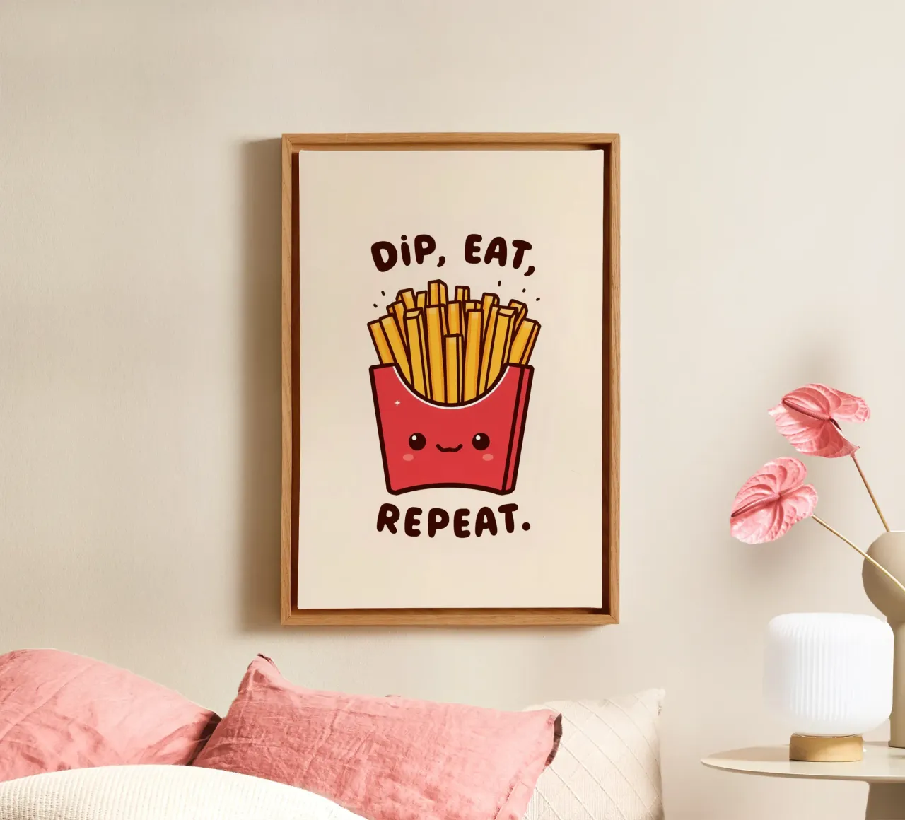 Frietdoos "Dip, Eat, Repeat" (Dip, Eet, Herhaal) canvas van DesignDoodle