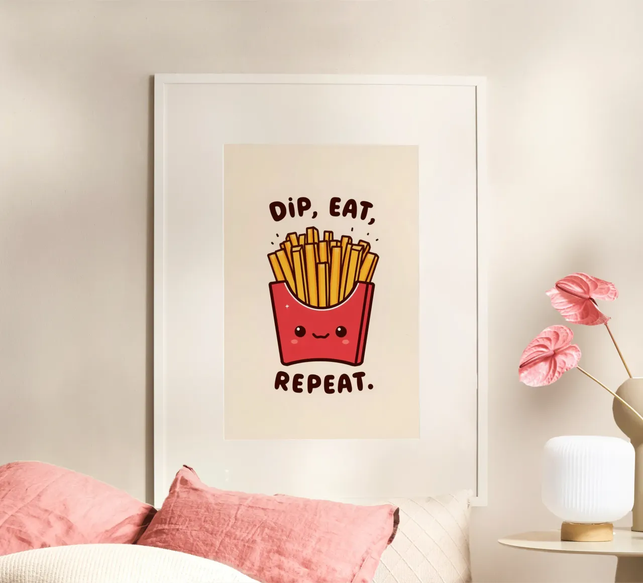 Pommes frites Karton "Dip, Eat, Repeat" Hahnemühle von DesignDoodle