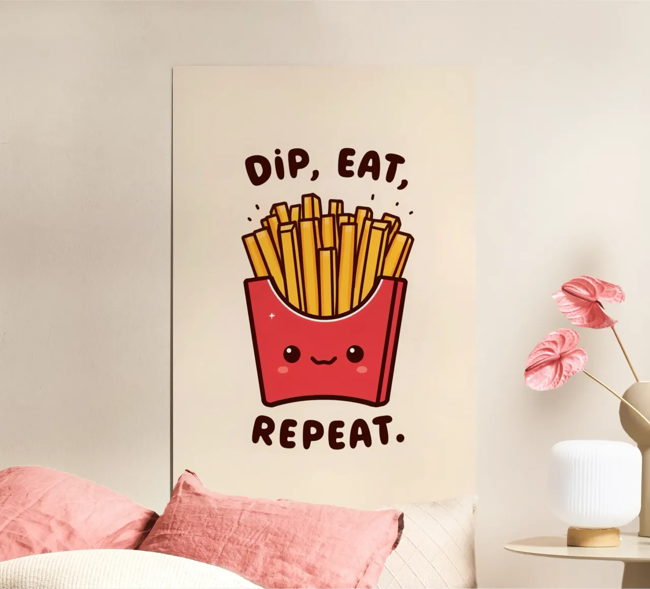 Pommes frites Karton "Dip, Eat, Repeat" Hahnemühle von DesignDoodle