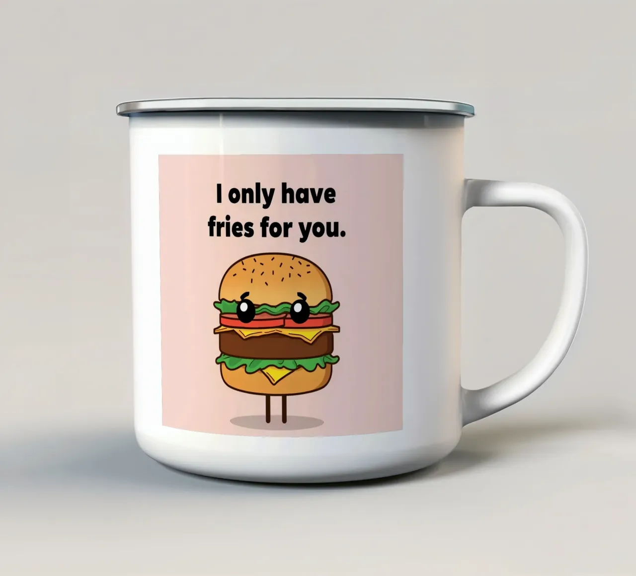 Carino Hamburger triste su sfondo pastello tazza in smalto da DesignDoodle