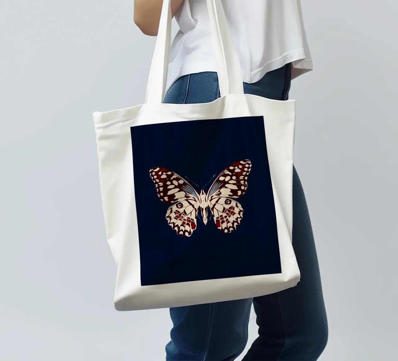Schmetterling Dunkelblau borsa in juta da Sophie Augustin Illustration