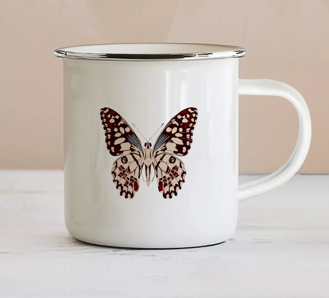 Schmetterling Dunkelblau tazza in smalto da Sophie Augustin Illustration
