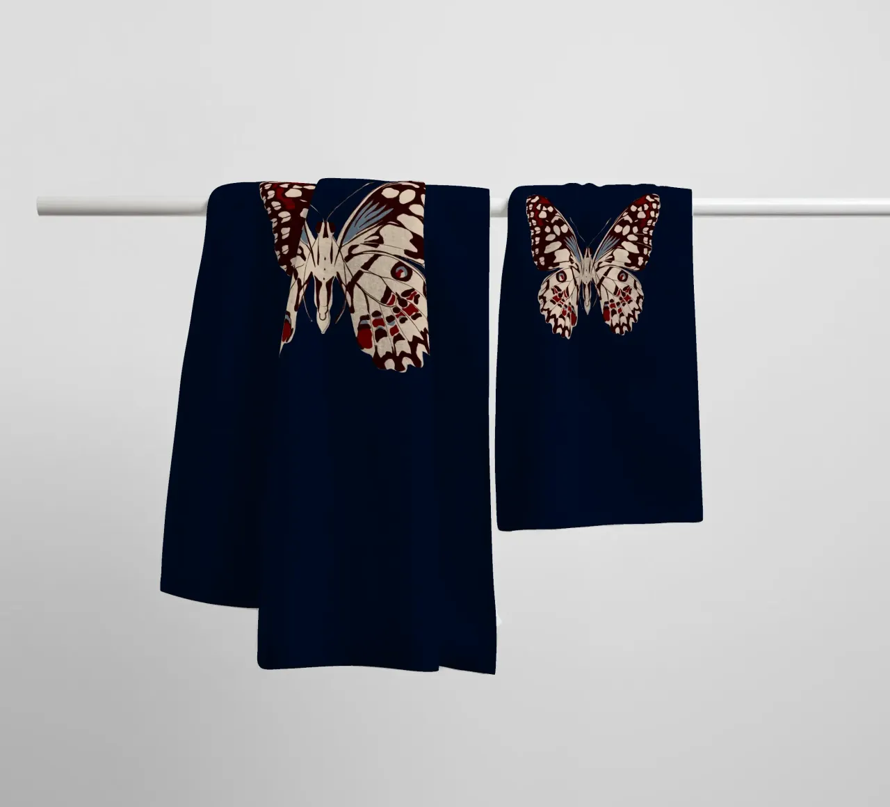 Schmetterling Dunkelblau asciugamano da bagno da Sophie Augustin Illustration