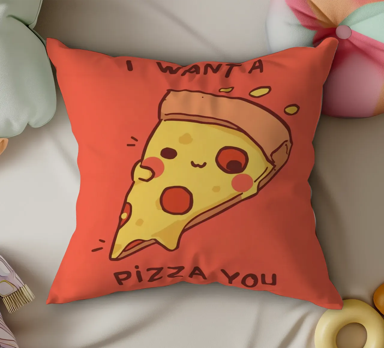 Cute Funny Pizza Slice cuscino da DesignDoodle