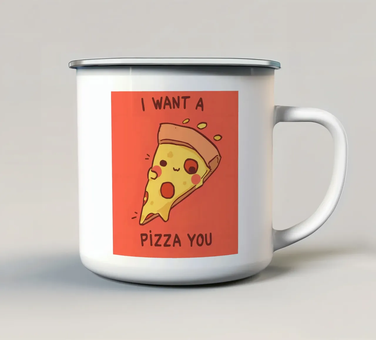 Cute Funny Pizza Slice tazza in smalto da DesignDoodle