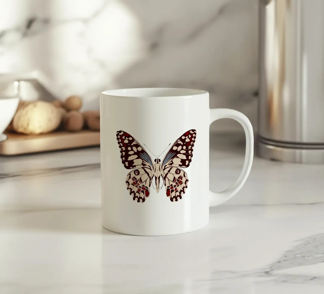 Schmetterling Altrosa tazza in ceramica da Sophie Augustin Illustration